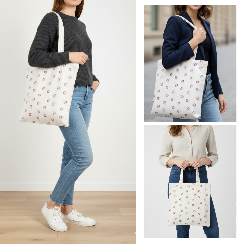 Red Floral Printed Tote