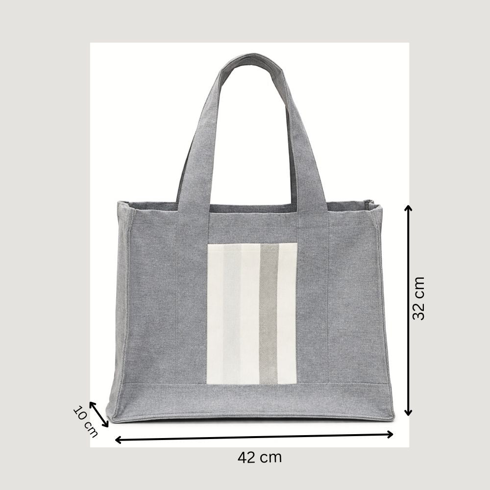 Grey Striped Office Tote