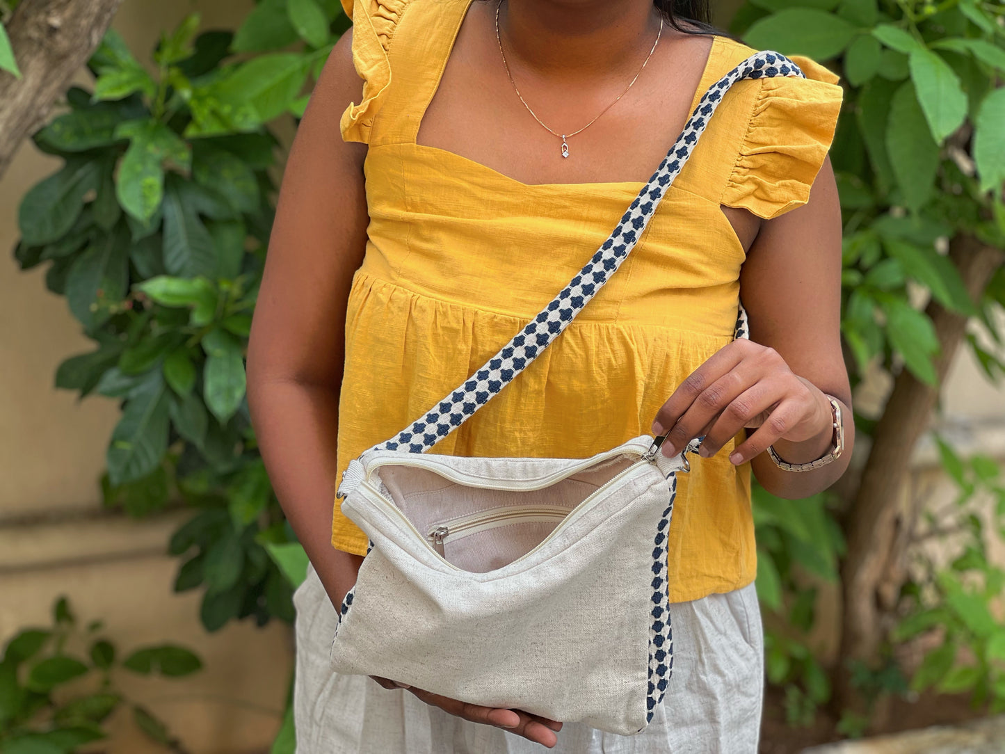 Boho Convertible Sling and Pouch – Blue