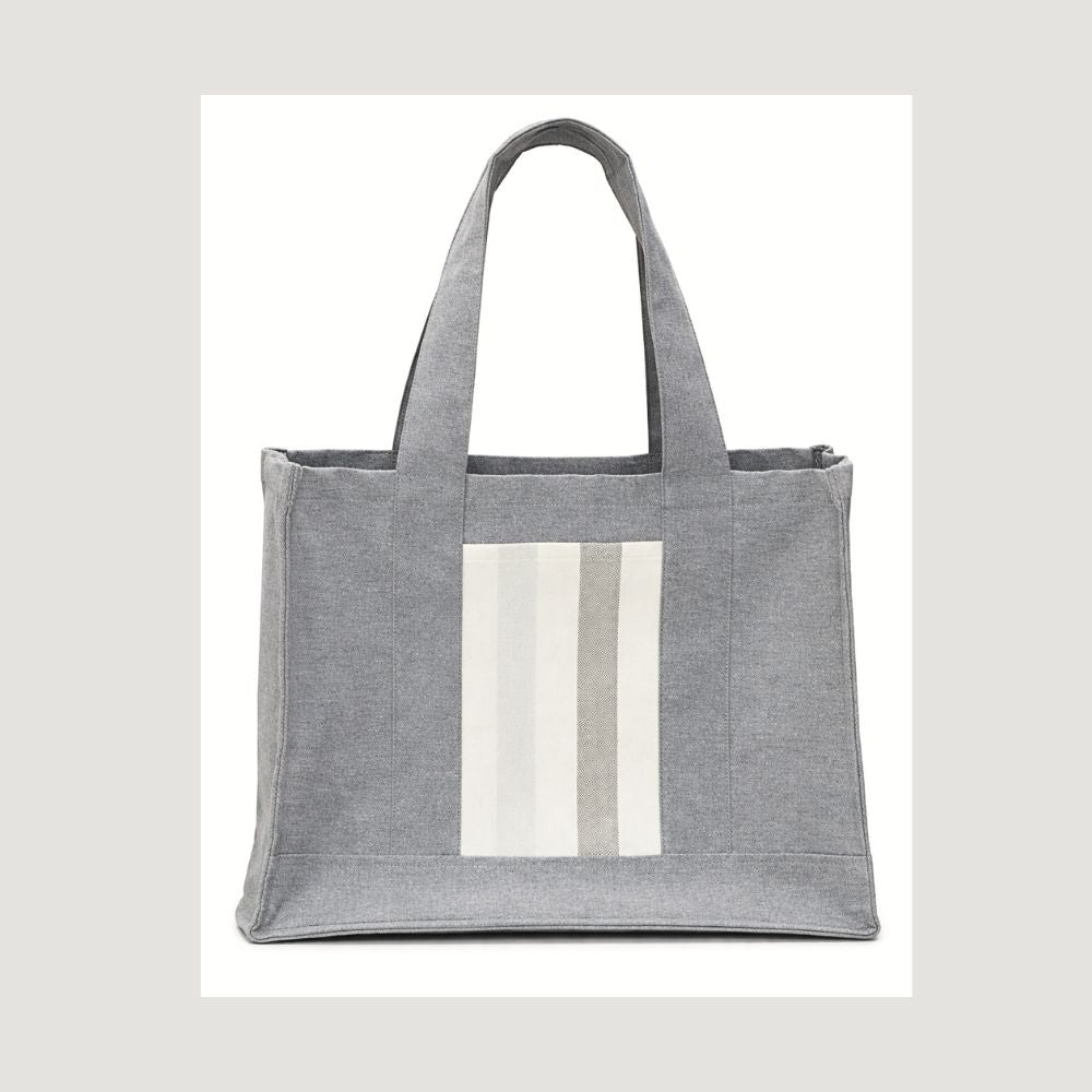 Grey Striped Office Tote