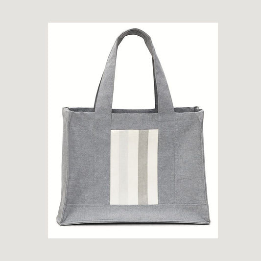 Grey Striped Office Tote