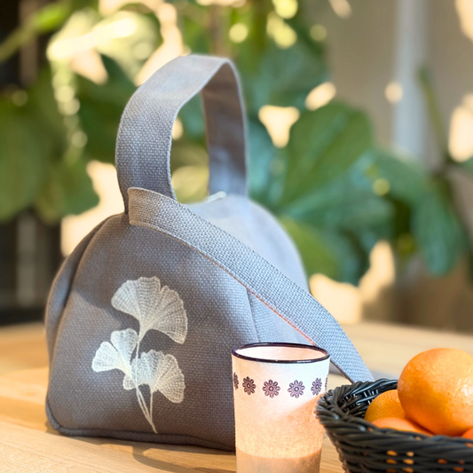 Dual- Handled Embroidered Sling Bag – Grey