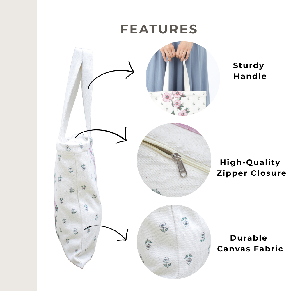 Pink Blossom Floral Printed Tote