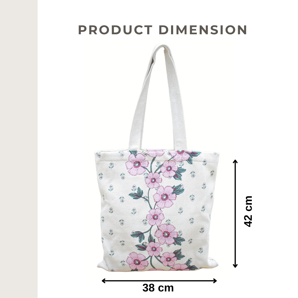 Pink Blossom Floral Printed Tote