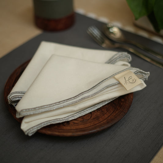 Silver lined napkins - Set of 2