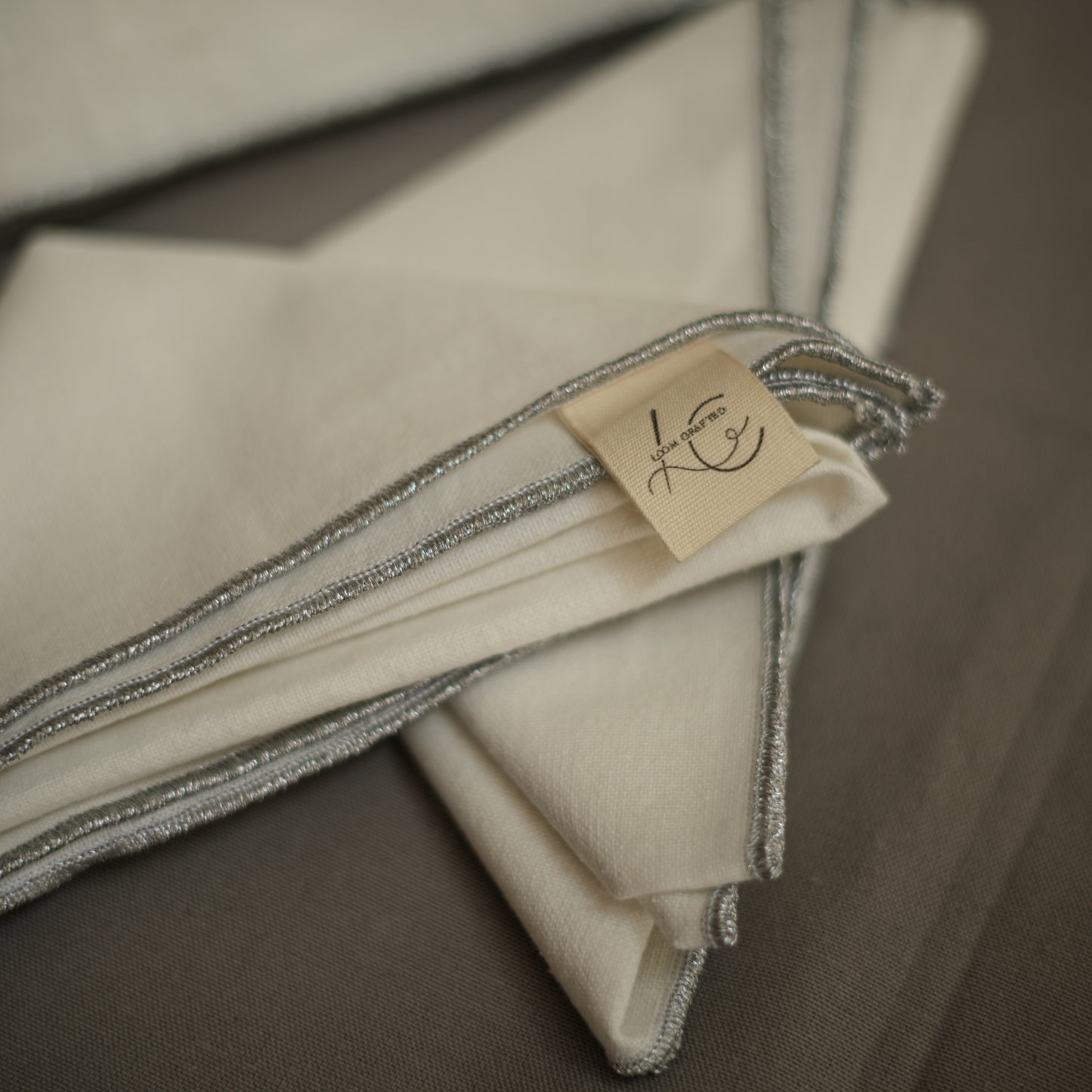 Silver lined napkins - Set of 2