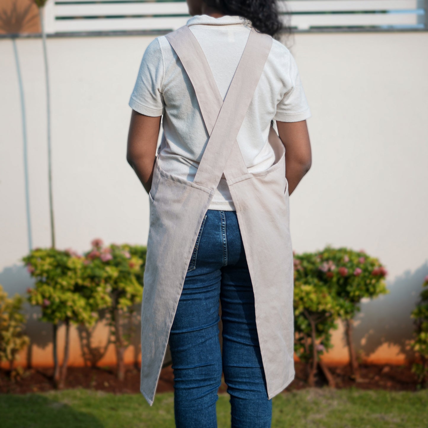 Dusty pink Cross back apron