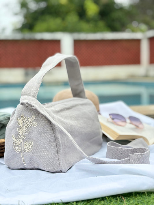 Embroidered Dual-Handle Sling bag