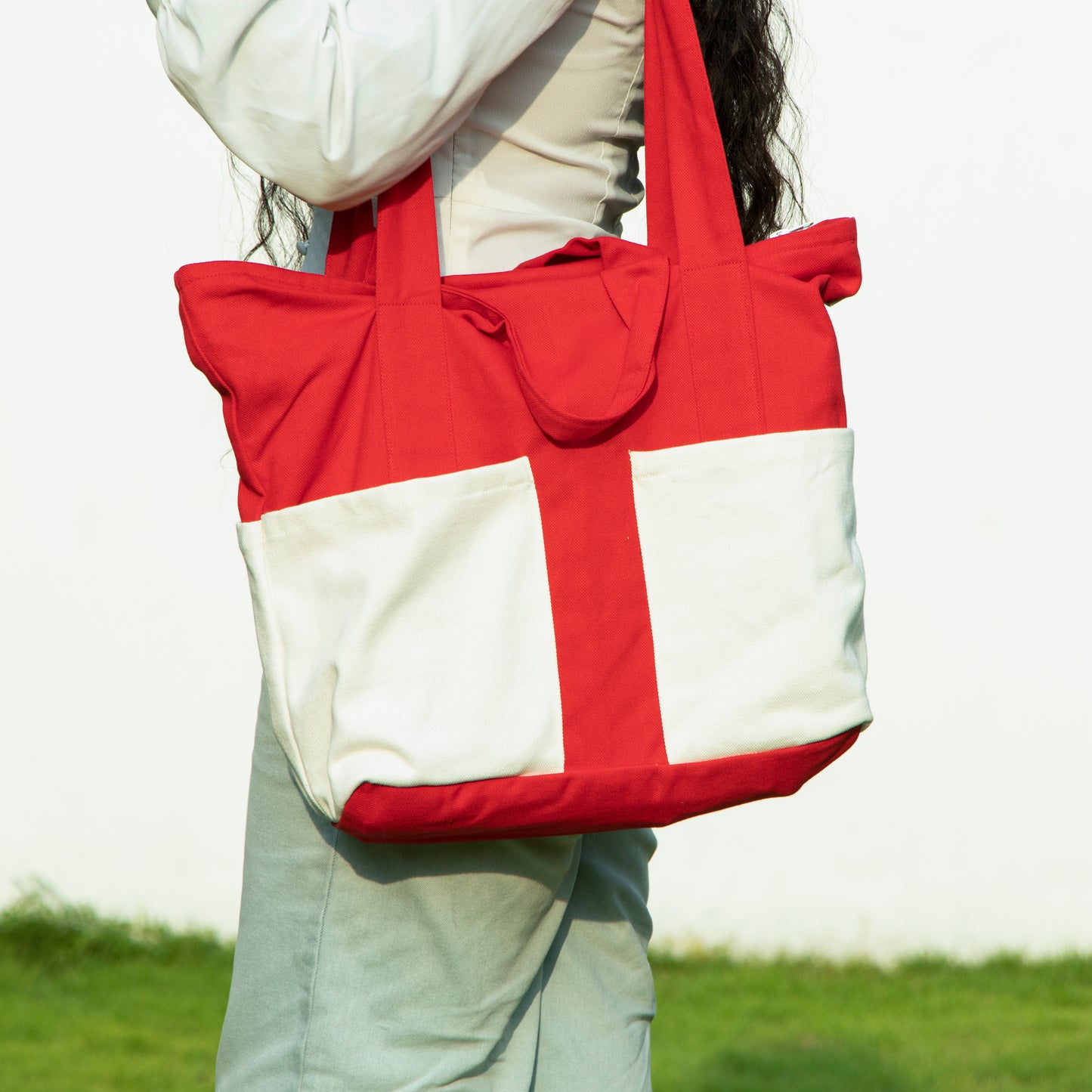 Red Colourblock Multi-utility Bag