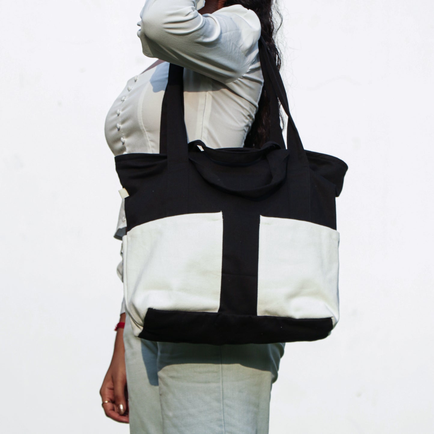 Black Colourblock Multi-utility Bag