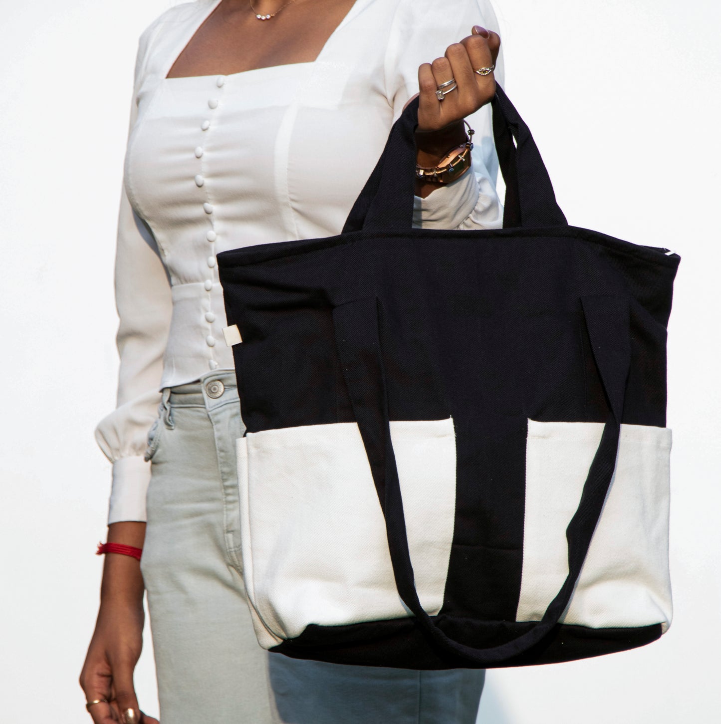 Black Colourblock Multi-utility Bag